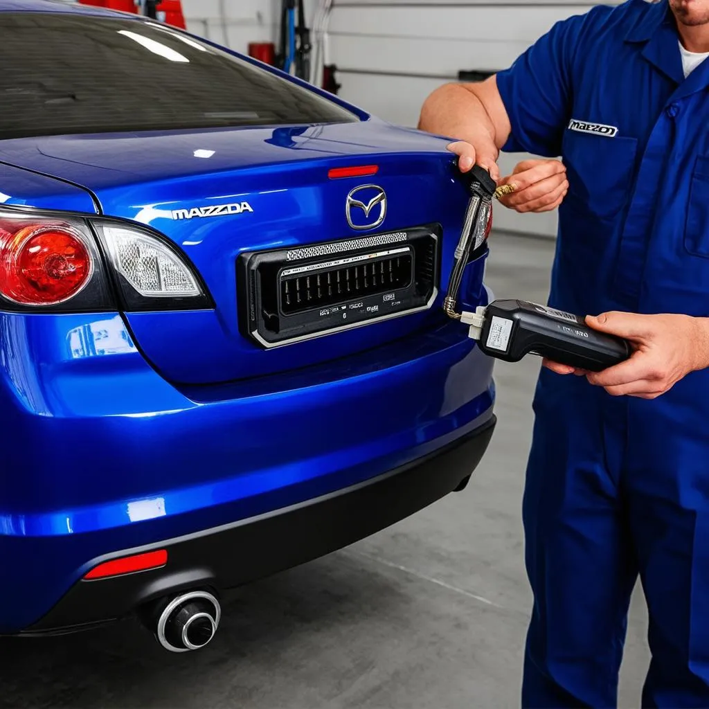 Mechanic using OBD scanner